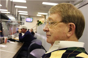 Delmar McCaig in the David Housel press box at Jordan-Hare Stadium in Auburn